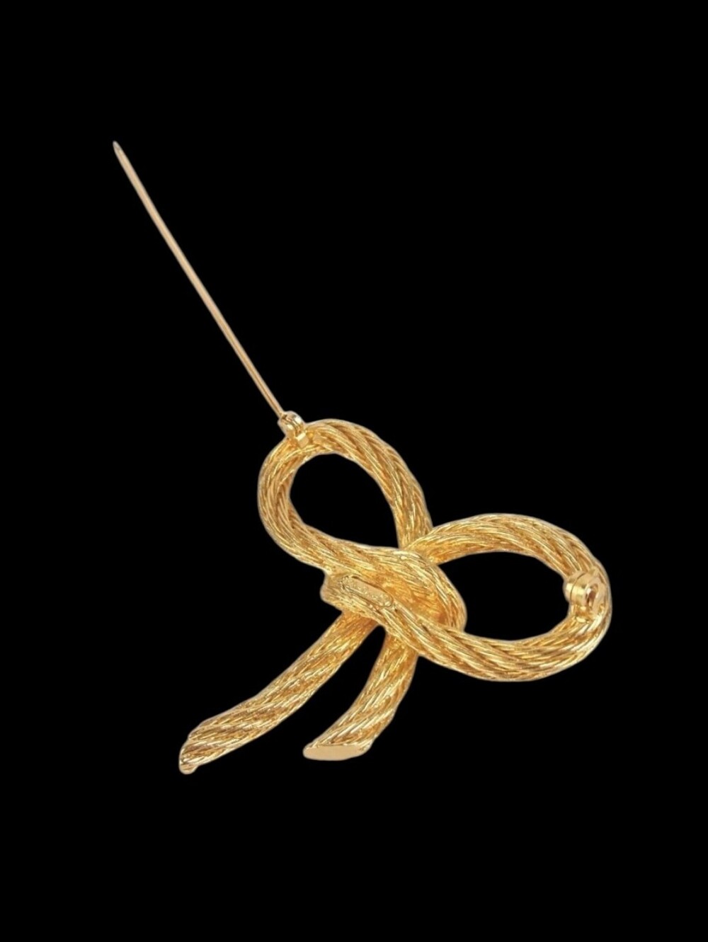 Rare Vintage Christian Dior Gold Tone Rope Bow Brooch Pin Germany w/ Dior Dusty - Picture 5 of 9